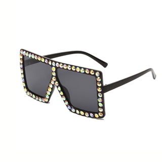 Mode oversize solbrille med diamant-multi